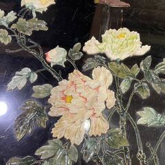 【愛品館 市原店】螺鈿ガラステーブル＆イス6脚セット