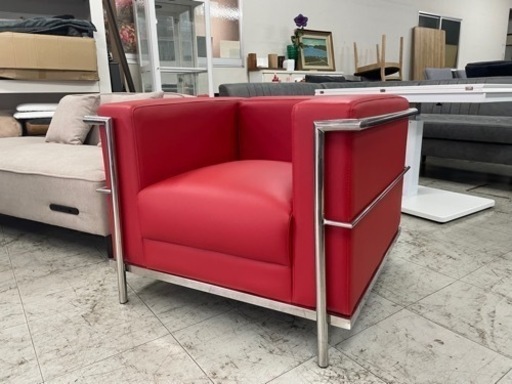 新品　未使用品　オシャレな1人用ソファー　赤　合成皮革