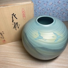 値下げしました‼️九谷焼 花瓶 双鶴 花器 香祥造 骨董品