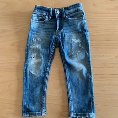 キッズデニム　H&M ダメージデニム　EUR92 ストレッチ　ス...