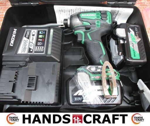 HIKOKI　ハイコーキ　WH36DA（2XP）　インパクトドライバ　中古美品　バッテリ18-36V二個/充電器/ケース付き　【ハンズクラフト宜野湾店】