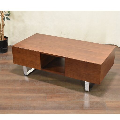 【ヤ取終了3/25】≪zyt1245ジ≫ 大塚家具 センターテーブル DMGF012 ブラウン系 幅110cm 奥行55cm 引出収納付き ローボード/TV台/IDC大塚 51201-14