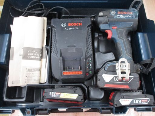 ボッシュ　BOSCH　GDR18V-EC　インパクトドライバ　バッテリ18V4.0Ah一個/2.0Ah二個 計バッテリ三個/充電器/ケース付き　中古品　【ハンズクラフト宜野湾店】