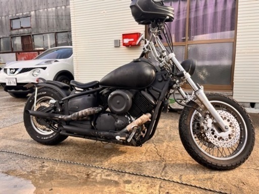 実動車 車検長いR7/3ヤマハ ドラッグスター 1100 フルカスタム YAMAHA DS11 社外マフラー フラットフェンダー マットブラック塗装