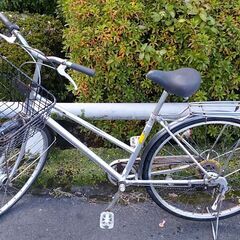 自転車　No.1215　シティサイクル　シルバー　26段切替　2...