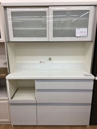 ★ジモティ割あり★ パモウナ　PAMOUNA 食器棚 ホワイト W120×D45×H178 クリーニング済み SJ4761