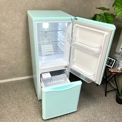 ☑︎ご成約済み🤝 レトロでお洒落な2ドア冷蔵庫✨ 2019年製⭕️ アクアミント🌱 
