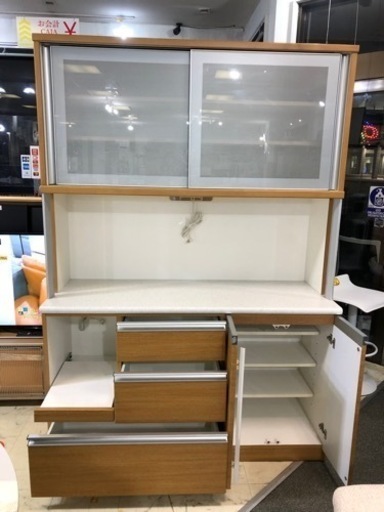 ニトリ キッチンボード モデナ140KB LBR - 食器棚、キッチン収納 