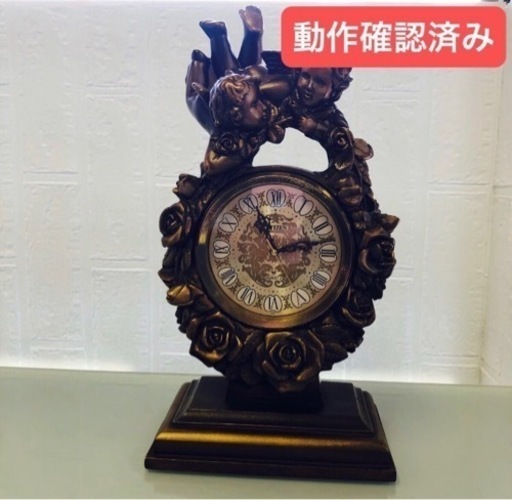CITIZEN 置時計 アンティーク　動作確認済み　QUARTZ 天使　バラ　置物としても使える時計