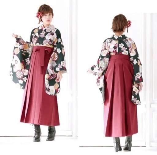 【美品】［最終値下げ］袴　はかま　4点セット　卒業式　大学生　L  レトロモダン　飾り襟付き 美品】［最終値下げ］袴 はかま 4点セット 卒業式 大学生 L レトロ