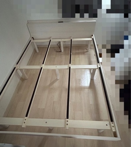 ダブルベッド　解体済み　マットレス付き