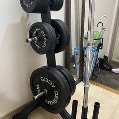 【ネット決済】バーベルセット 100kg ＋ バーベルラック ＋...