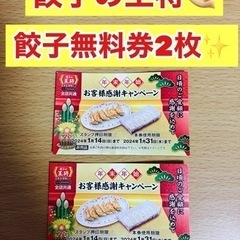 【餃子無料】王将　チケット　2枚