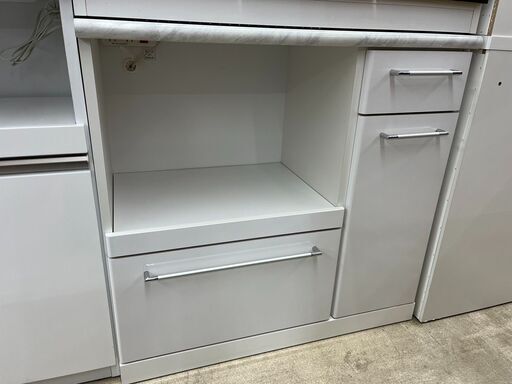 2/24 値下げ大理石調キッチンカウンター クラフトコガキッチン収納 白 ホワイト426