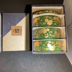 緑金彩流　水絵　三段重　つみき　三洋陶器株式会社