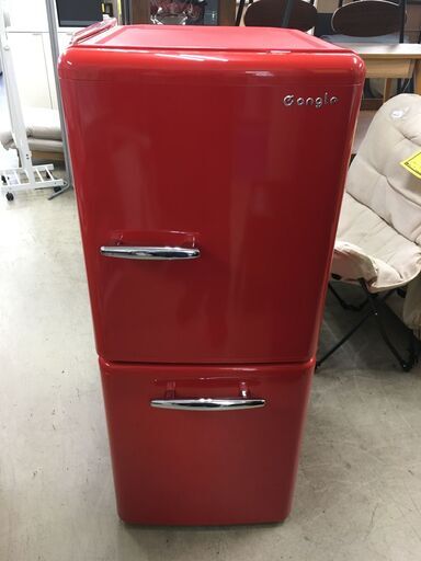 e angle 149L 2ドア レトロインバータ― 冷蔵庫 レッド ANG-RE151-A1 シンプル 一人暮らし 二人暮らし 1K 家電 省エネ 新鮮 1人暮らし 2人暮らし おしゃれ 2019年製 クリーニング済 堺市 石津