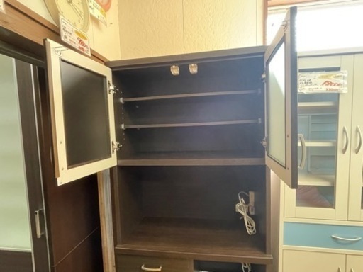 リサイクルサービス八光】幅80㎝ ニトリ食器棚 コパンKB ダーク  