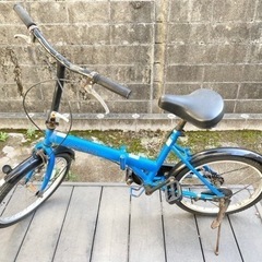 後輪パンク修理済み 20インチ 折りたたみ自転車 ブルー