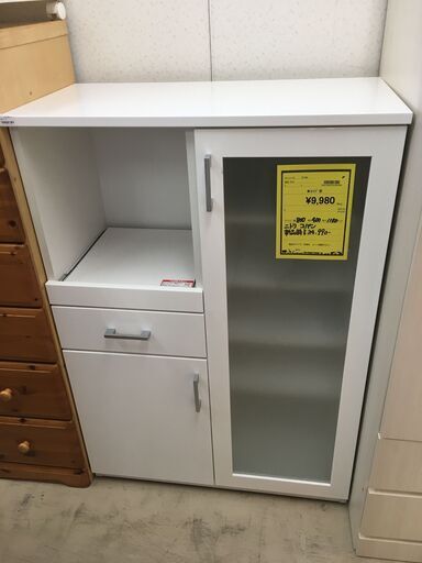 ニトリ キッチンカウンター レンジ台 キッチンボード コパン 幅80cm おしゃれ ホワイト 白 クリーニング済 堺市 石津【ジャングルジャングルサカイ石津店】