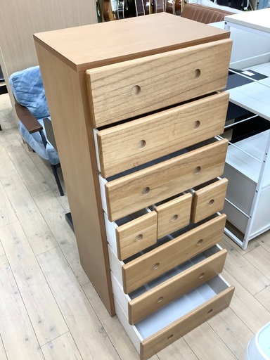 【最終値下げ】天然木製 7段チェスト チェスト 天然木 7段 A4サイズ / 日本製 多段チェスト A4 木製