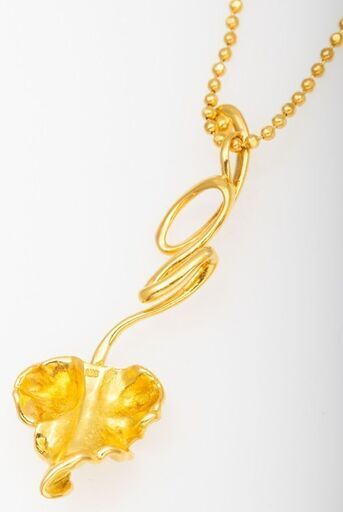 K18 デザイン ネックレス (リーフモチーフ) 品番n22-161 K18ピンク