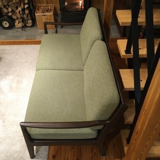 ソファ 大塚家具 大塚家具 ベージュ 2人掛けソファ オットマン付き