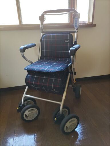 幸和製作所　Tacaof　テイコブ　シルバーカー　状態良好　格子柄紺色　歩行補助車　引き取り限定