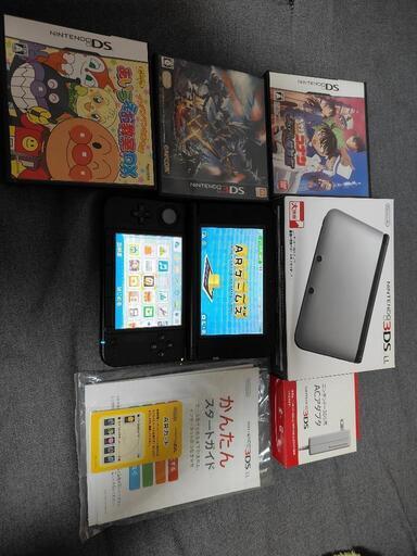 ニンテンドー3DS LL シルバー×ブラック 各付属品　ソフト　ＳＤカード付