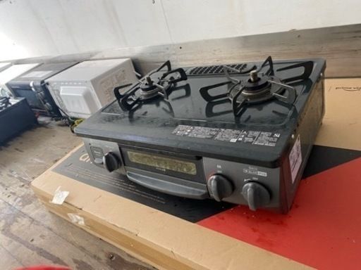 配送可能　リンナイ ガステーブル プロパンガスLPG用 幅約56cm 片面焼きグリル 左強火力 KG35NBKL/LP ブラック