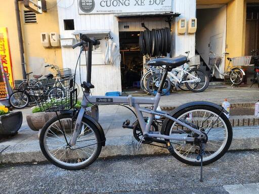 　折りたたみ自転車　ＪＥＥＰ　２０インチ　６変速　カゴ　付き　美品　配達可能