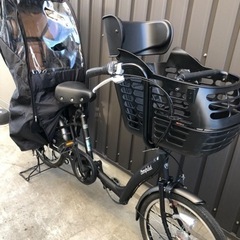 売切■子供乗せ自転車 BAA3人乗り対応 ママフレロック 後ろ同乗器 レインカバー付き オートライト変速付きブラック
