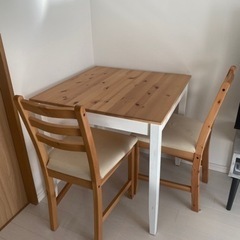 IKEAで購入！木目テーブル 椅子2つ付き