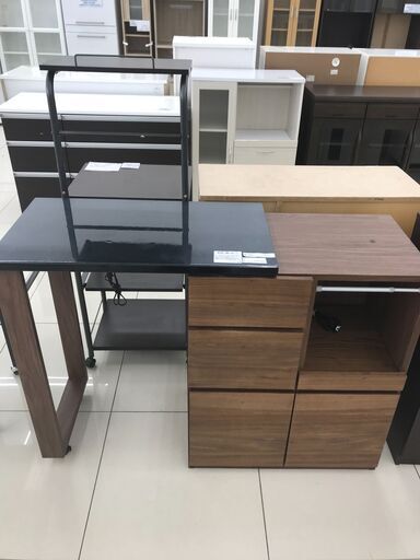 ★ジモティ割あり★  カウンター付きレンジ台 ブラウン H90.5×D45.5×W126 クリーニング済み HJ1904