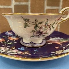 【愛品館 江戸川店】WEDGWOOD ワンダーラスト アップルブロッサム&ミッドナイトクレーン ティーカップ&ソーサー ID:102-026979-007