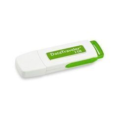 白と緑の 2GB キングストン トラベラー USB キー
