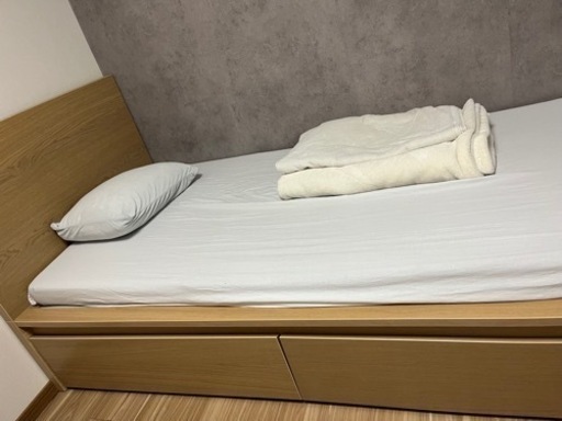 【美品】IKEA シングルベッド MALM 収納ボックス2個付き