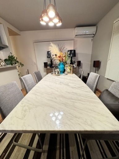 大理石ダイニングテーブル120万 6名掛け - ダイニングテーブル 