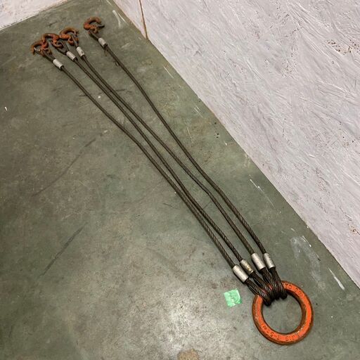 【TAIYO】 タイヨー 4点吊り ワイヤースリング ワイヤーロープ フック付き JIS規格 5t 1.5m ワイヤ径15mm ④
