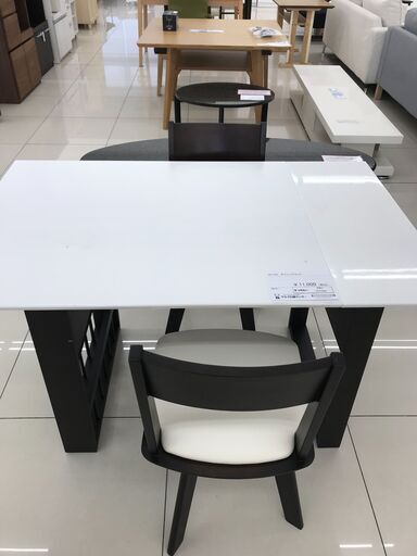 ★ジモティ割あり★ NITORI 伸縮式ダイニングテーブルセット ホワイト H70×D75×W92～120 クリーニング済み HJ1920