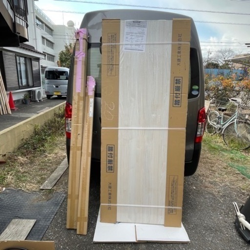 f●■大建工業（株）リビングドア【パピア】ネオホワイト・引戸本体819×2000/引戸敷居/引戸三方枠3点セット【未使用】