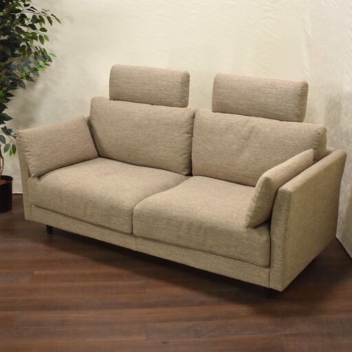 ≪zyt1250ジ≫ ニトリ 3人用布張りソファ CA10 別売りヘッドレスト2個付属 3Pソファ/2Pソファ/ハイバックソファ 51207-02