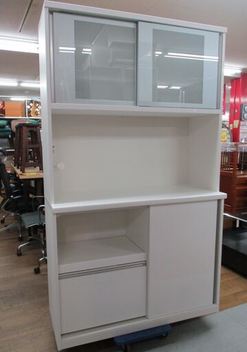 R209 アウトレット品 松田家具 キャパ②レンジ ホワイト、幅117cm 未使用