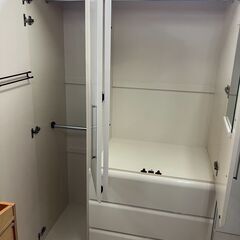 マルミツ ホワイト プッシュ 引き出し付 クローゼット ワードローブ 幅120cm 洋服ダンス 衣類収納 大容量クローゼット 洋服収納 洋タンス 箪笥 おしゃれ クリーニング済 堺市 石津【ジャングルジャングルサカイ石津店】 マルミツ ホワイト プッシュ 引き出し付 クローゼット ワードローブ 幅