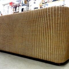 ラタン 3人掛けソファ ベージュ系 アジアン バリ風 長椅子 家具 レトロ アンティーク 札幌市 中央区 南12条