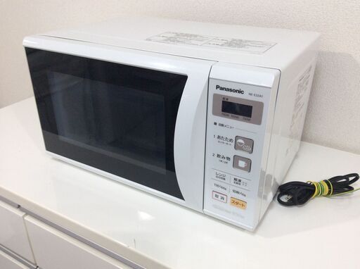 (1/19受渡済)JT8119【Panasonic/パナソニック 電子レンジ】美品 2018年製 エレック NE-E22A1-W 家電 キッチン ターンテーブル 横開き ヘルツフリー
