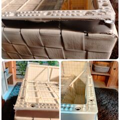 (2312B)ガーデンソファ◆1P◆2台◆ホワイト◆アームテーブル付き◆背もたれクッションなし