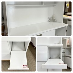 【超美品‼️】定価69,990円♪ 現行モデル ニトリ 120cm幅キッチンボード(ソレル120KB) 食器棚 収納家具 艶あり木目調ホワイト♪