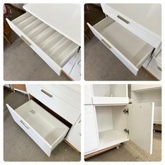 【超美品‼️】定価69,990円♪ 現行モデル ニトリ 120cm幅キッチンボード(ソレル120KB) 食器棚 収納家具 艶あり木目調ホワイト♪