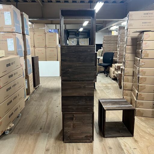 期間限定　一つプレゼント　撮影サンプル展示品 未使用　ブラウン　ボックス　天然木杉材　組み合わせ自由　まとめ売り　正規品　キャビネット　チェスト　タンス　ラック　ヴィンテージ　たんす　棚　引出　引き出し　扉