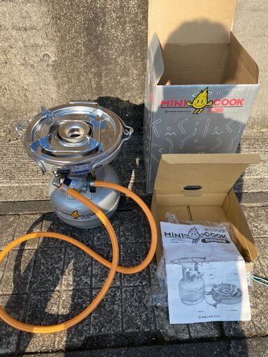 ガスコンロ MINI COOK ミニクック ST.2000 S-3 LPガス用 ポータブル シングルバーナー  屋外 キャンプ アウトドア　動作品美品